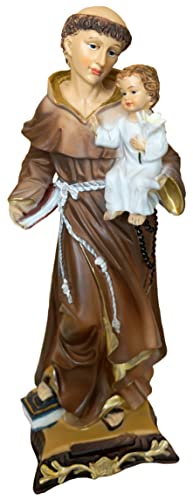 Kaltner Präsente Idea de regalo – Figura decorativa de San Antonio de Padua con Jesús, figura de santo, 31,5 cm de alto