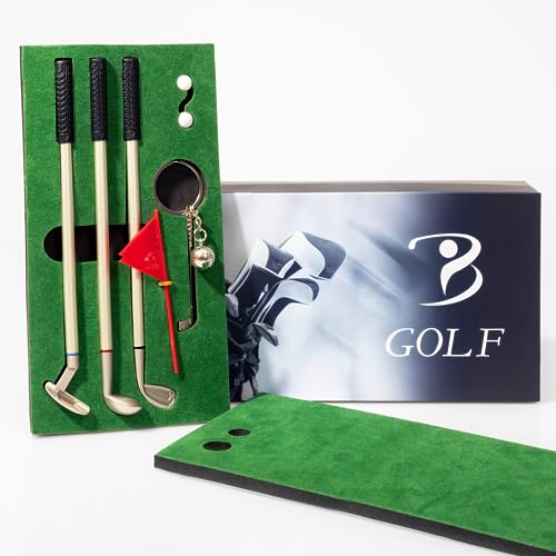 Packmitas Golf Regalos Originales/Regalo para Golfistas y Aficionados de Golf/Mini Juego de Golf de Escritorio con Bolígrafos de Golf y Llavero/Mini Golf Set/Día de San Valentín Regalo